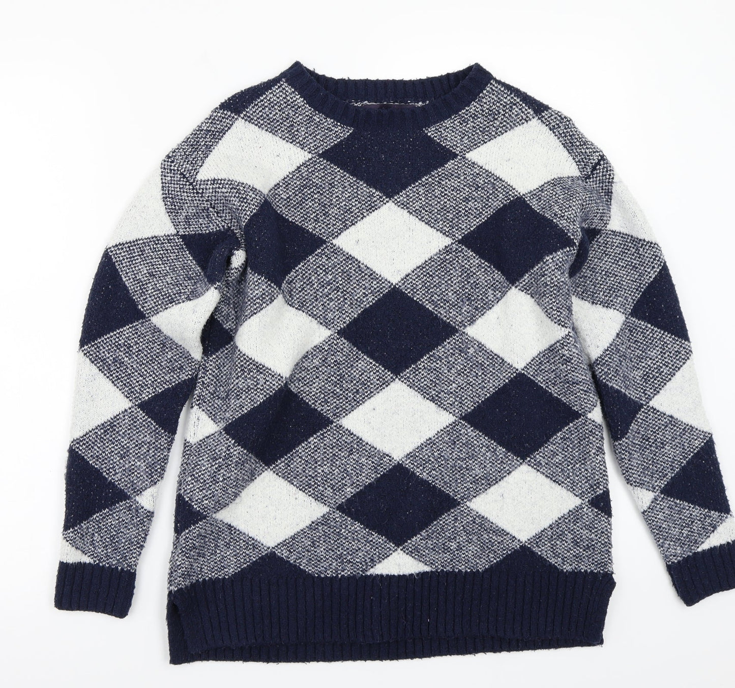 Marks and Spencer Womens Blue Check  Pullover Jumper Size S