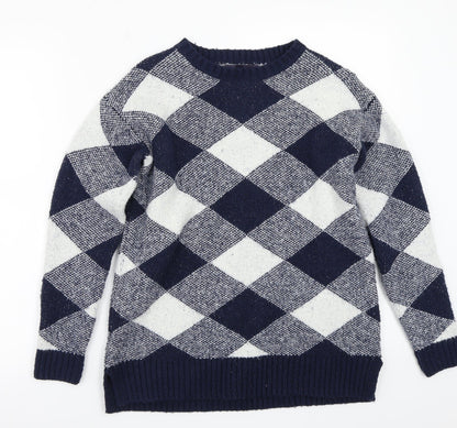 Marks and Spencer Womens Blue Check  Pullover Jumper Size S