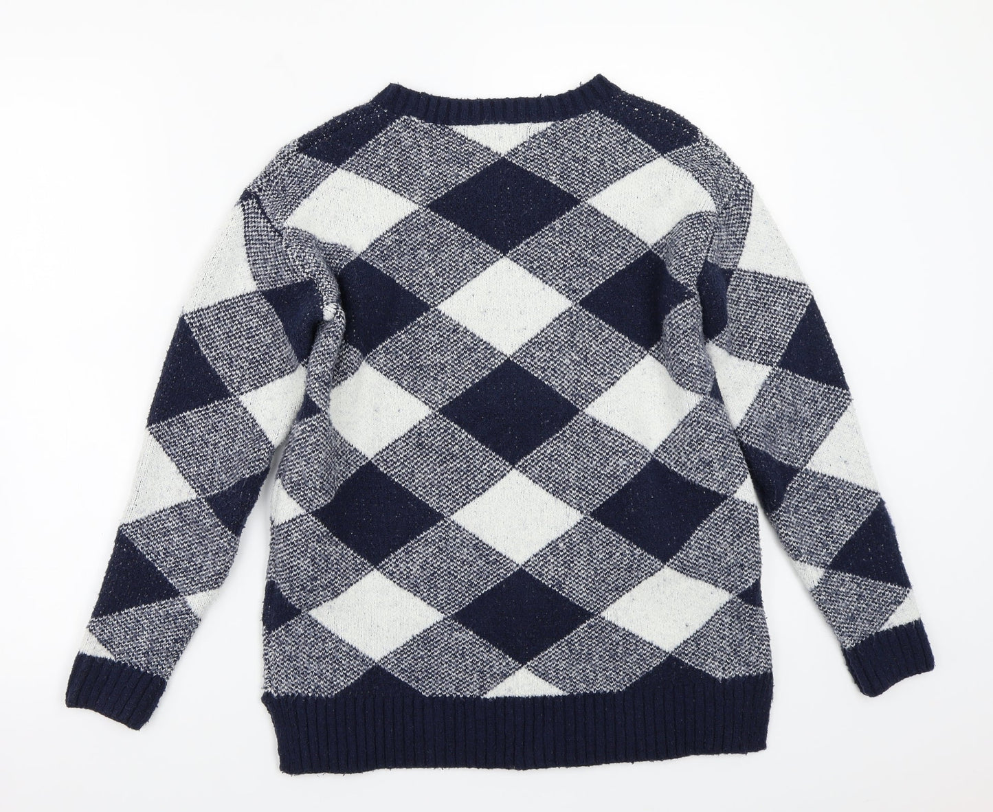 Marks and Spencer Womens Blue Check  Pullover Jumper Size S