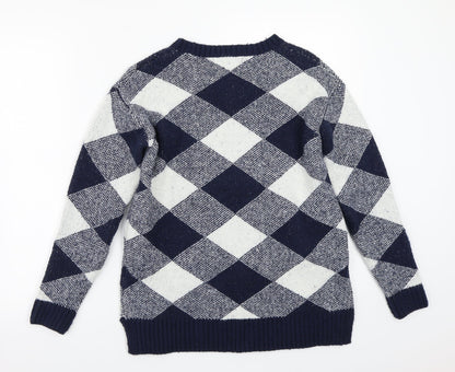Marks and Spencer Womens Blue Check  Pullover Jumper Size S