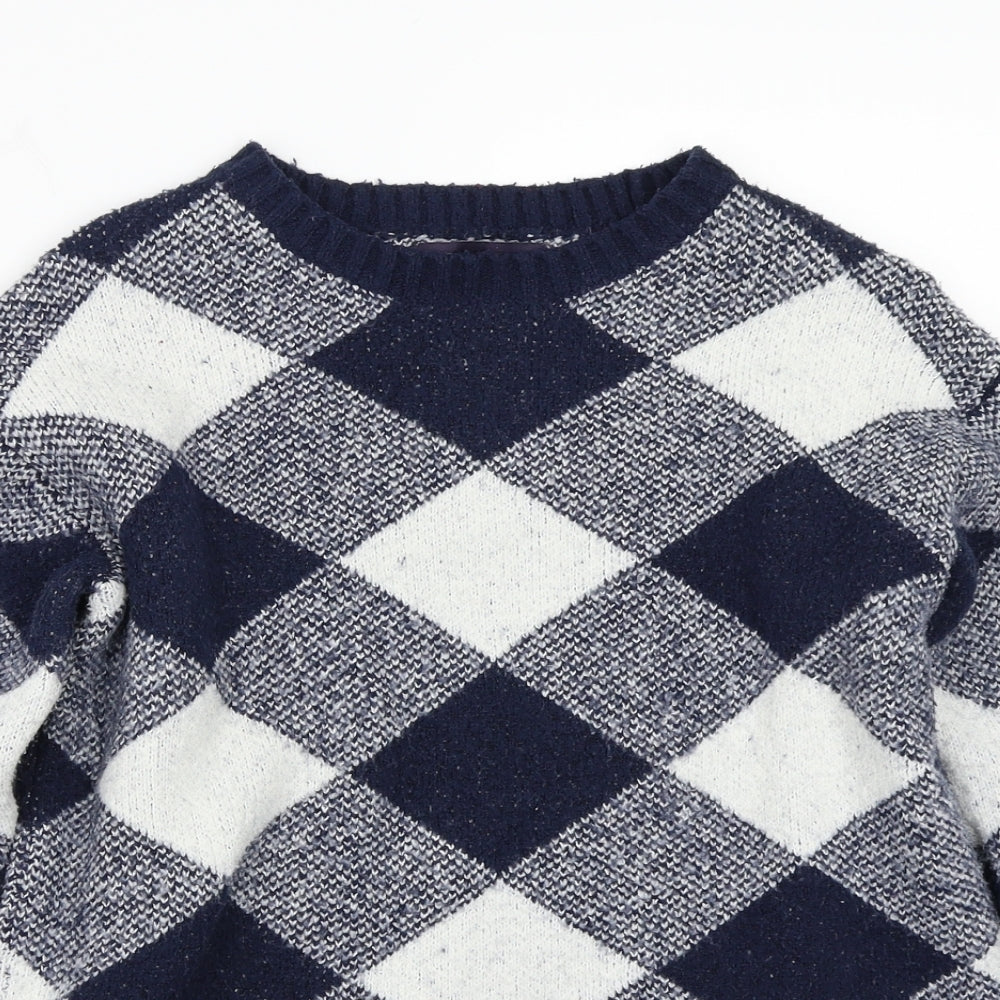 Marks and Spencer Womens Blue Check  Pullover Jumper Size S