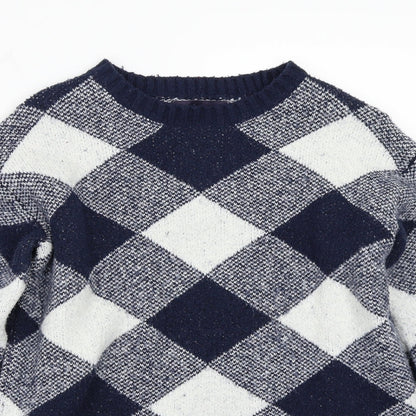 Marks and Spencer Womens Blue Check  Pullover Jumper Size S