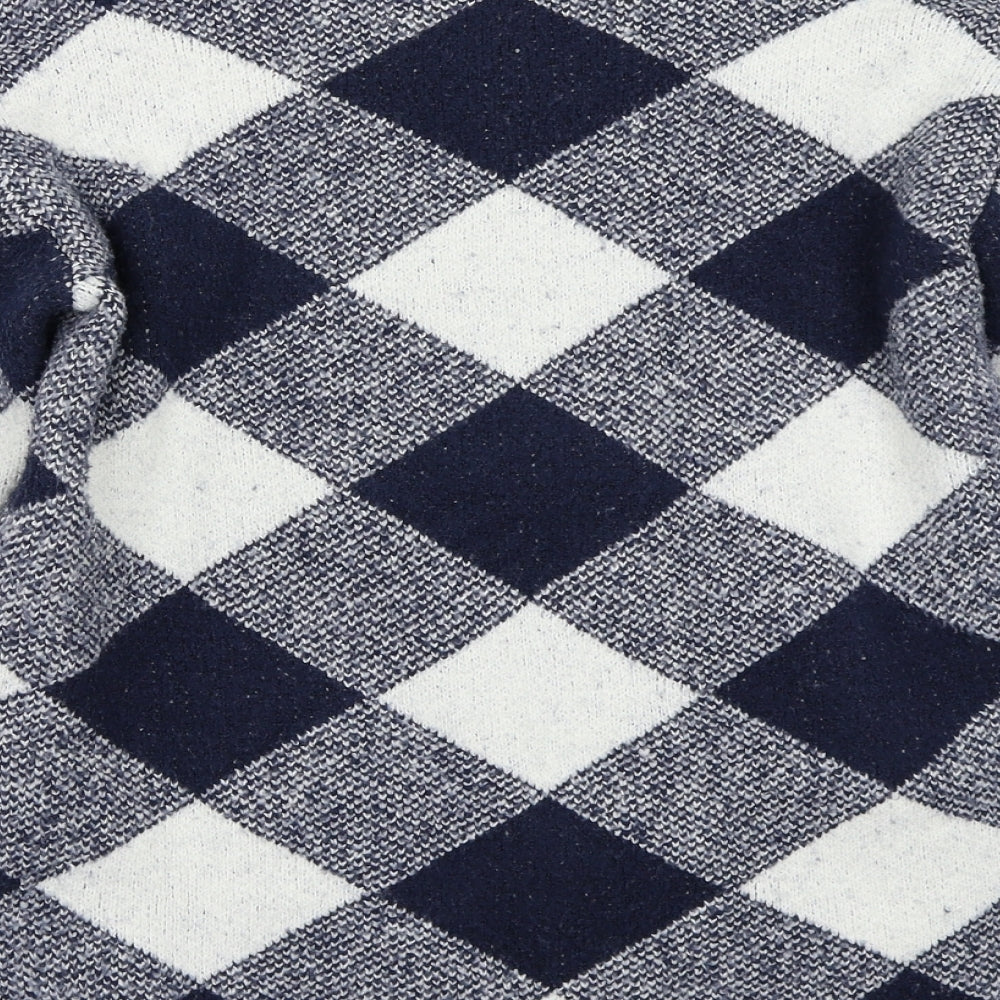 Marks and Spencer Womens Blue Check  Pullover Jumper Size S