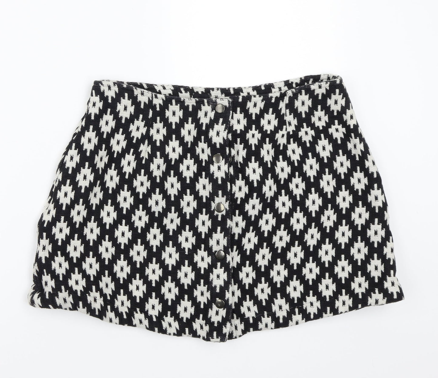 ASOS Womens Black Geometric  A-Line Skirt Size 12
