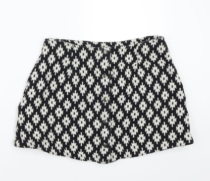 ASOS Womens Black Geometric  A-Line Skirt Size 12