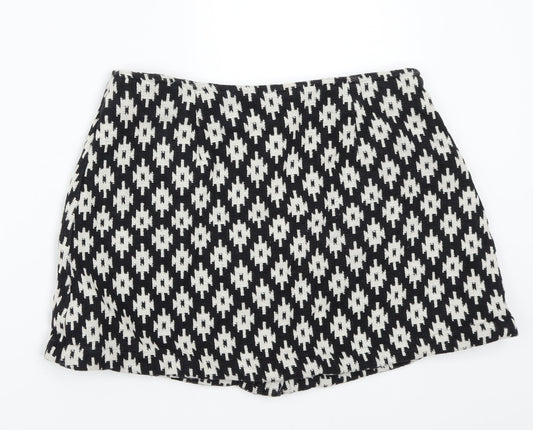 ASOS Womens Black Geometric  A-Line Skirt Size 12