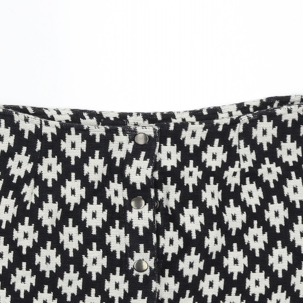 ASOS Womens Black Geometric  A-Line Skirt Size 12