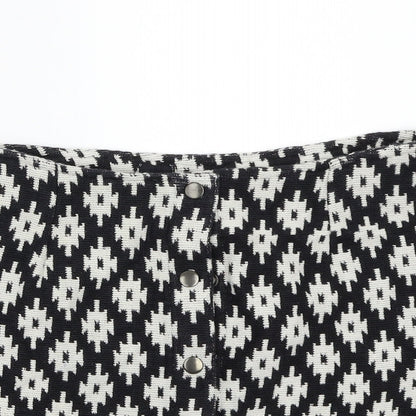 ASOS Womens Black Geometric  A-Line Skirt Size 12