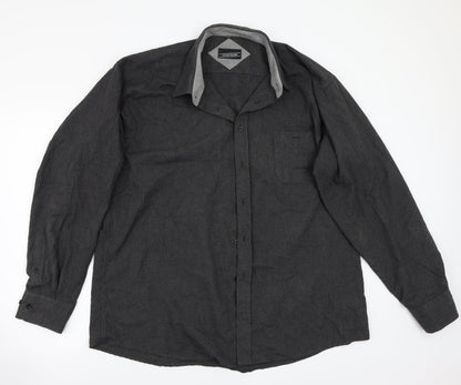 Mens UK Size 46 Citta Di Milano Grey  Button-Up Long Sleeve Casual Shirt