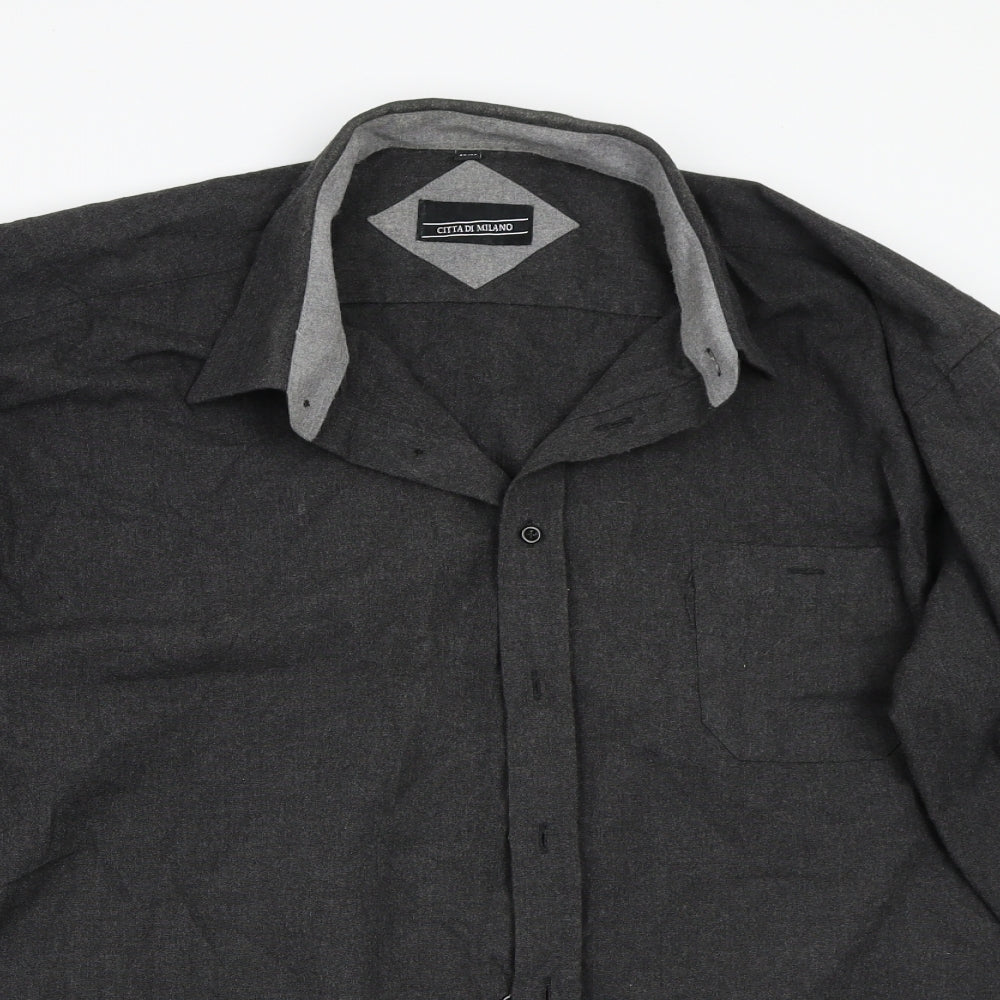 Mens UK Size 46 Citta Di Milano Grey  Button-Up Long Sleeve Casual Shirt