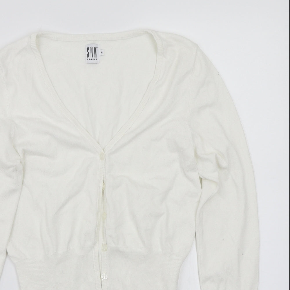 Saint Tropez Clothing Womens White   Cardigan Jumper Size M