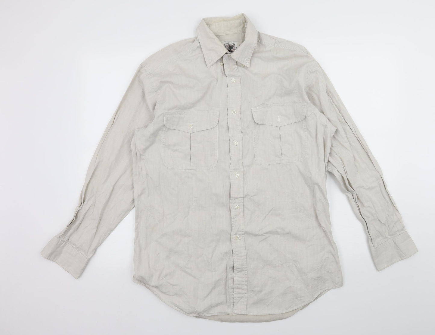Mens UK Size 15.5 Associates Grey  Button-Up Long Sleeve Casual Shirt