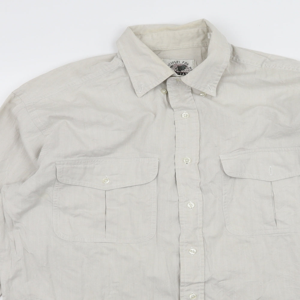Mens UK Size 15.5 Associates Grey  Button-Up Long Sleeve Casual Shirt