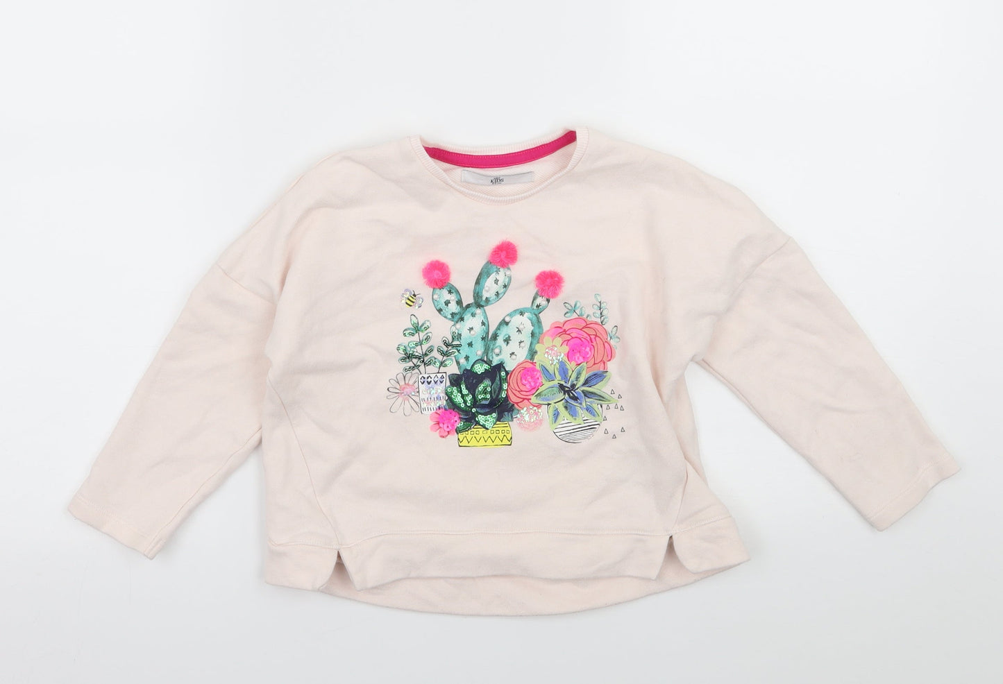 Marks and Spencer Girls Pink  Jersey Pullover Sweatshirt Size 4-5 Years  - Cactus