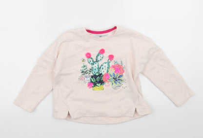 Marks and Spencer Girls Pink  Jersey Pullover Sweatshirt Size 4-5 Years  - Cactus