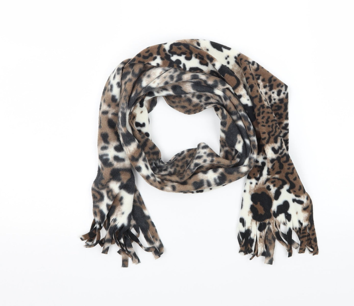 Preworn Womens Beige Animal Print Fleece  Scarf