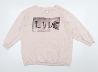 H&M Womens Pink  Jersey Pullover Sweatshirt Size M  - Love
