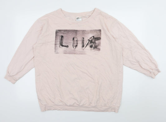H&M Womens Pink  Jersey Pullover Sweatshirt Size M  - Love