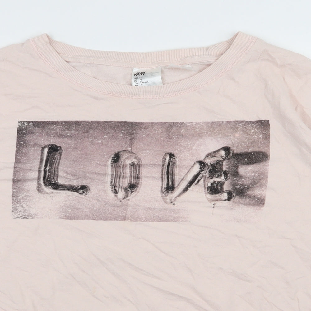H&M Womens Pink  Jersey Pullover Sweatshirt Size M  - Love