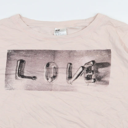 H&M Womens Pink  Jersey Pullover Sweatshirt Size M  - Love