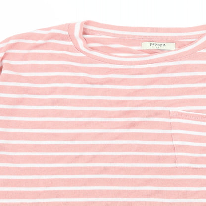 Papaya Womens Pink Striped Knit Pullover Jumper Size 12