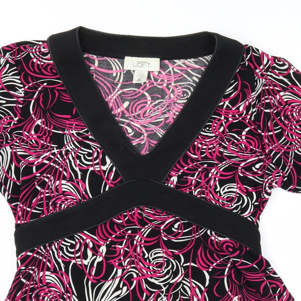 LOFT Womens Pink Geometric  Basic Blouse Size M