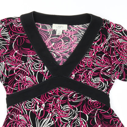 LOFT Womens Pink Geometric  Basic Blouse Size M