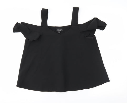 Womens UK Size 8 Topshop Black Basic Blouse