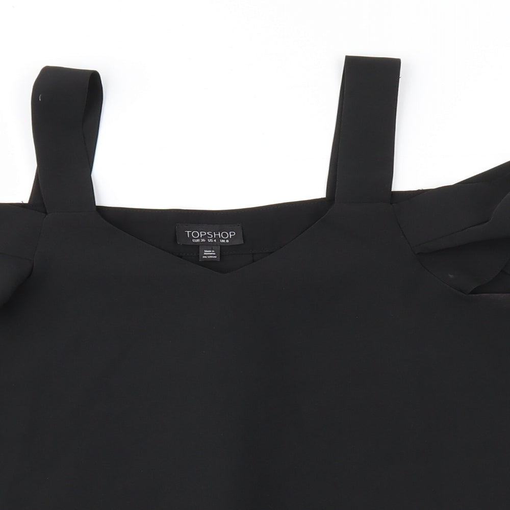 Womens UK Size 8 Topshop Black Basic Blouse
