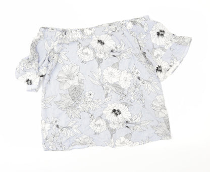 F&F Womens Blue Floral  Basic Blouse Size 10