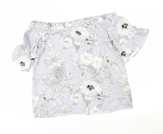 F&F Womens Blue Floral  Basic Blouse Size 10