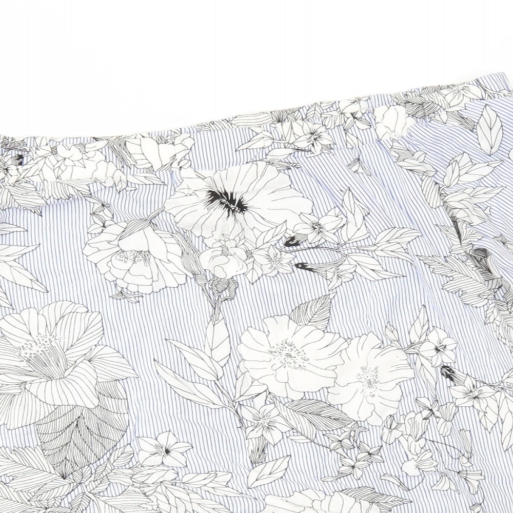 F&F Womens Blue Floral  Basic Blouse Size 10