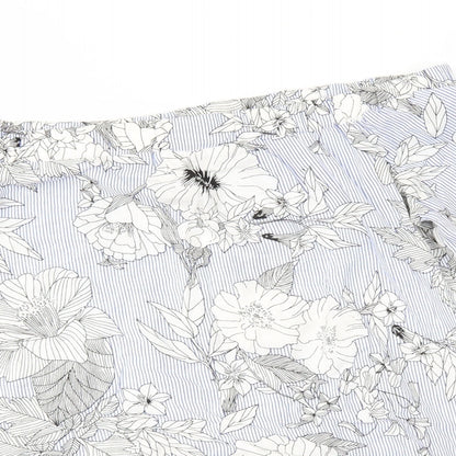 F&F Womens Blue Floral  Basic Blouse Size 10