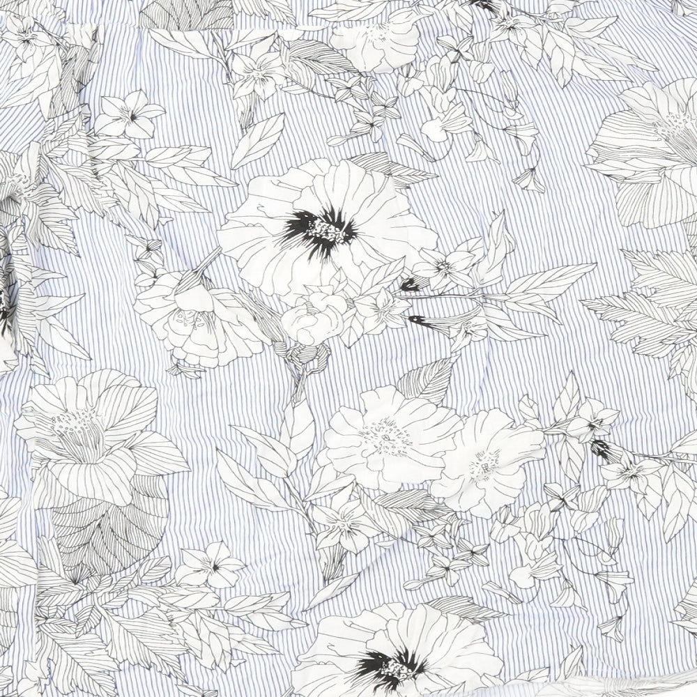 F&F Womens Blue Floral  Basic Blouse Size 10