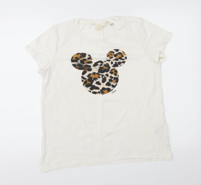Womens UK Size S H&M Ivory Basic T-Shirt
