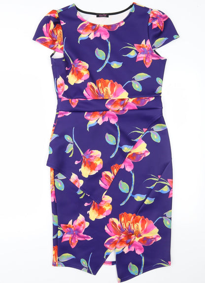 Evita Womens Purple Floral  A-Line  Size 14