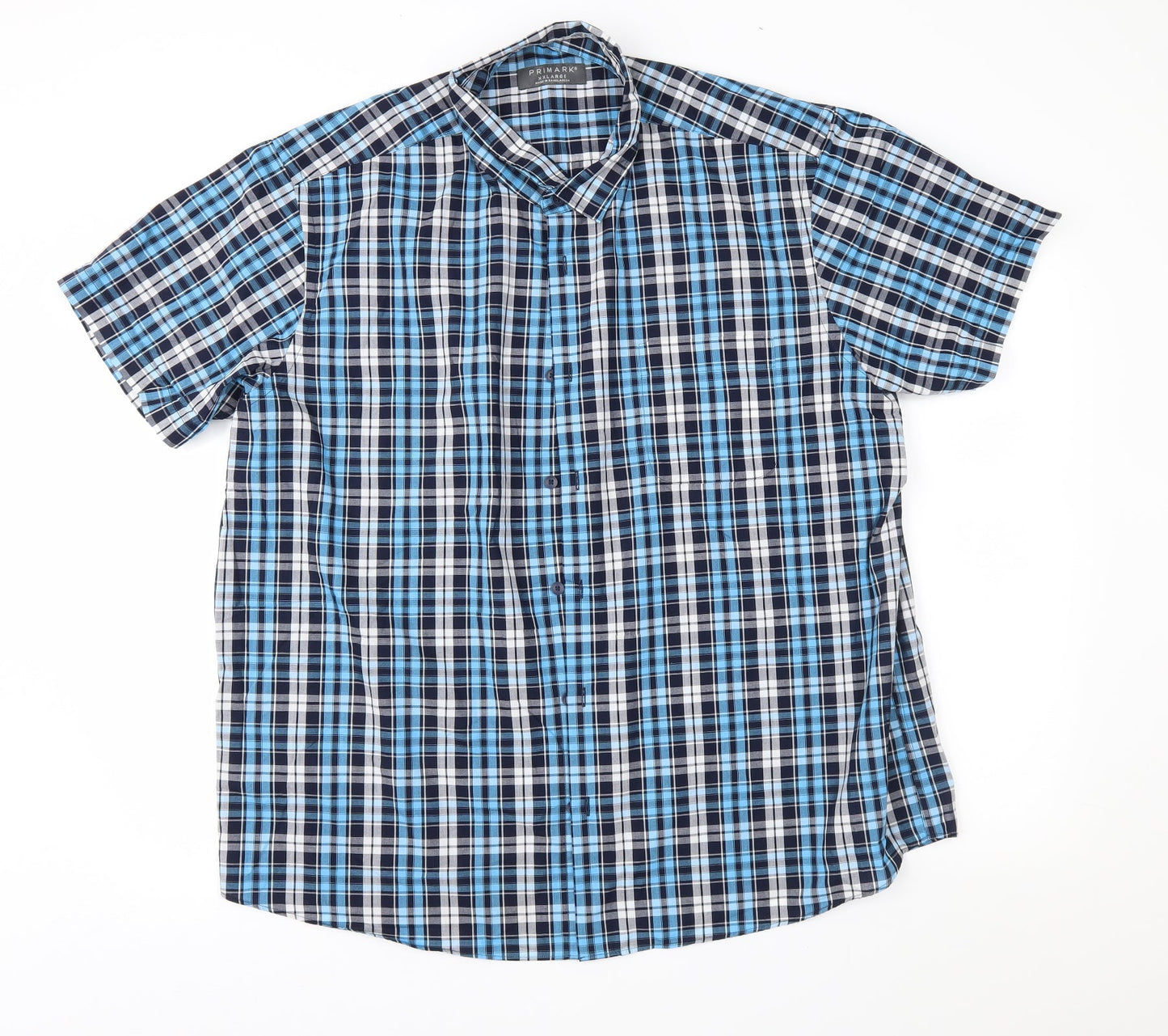 Primark Mens Blue Check   Button-Up Size 2XL