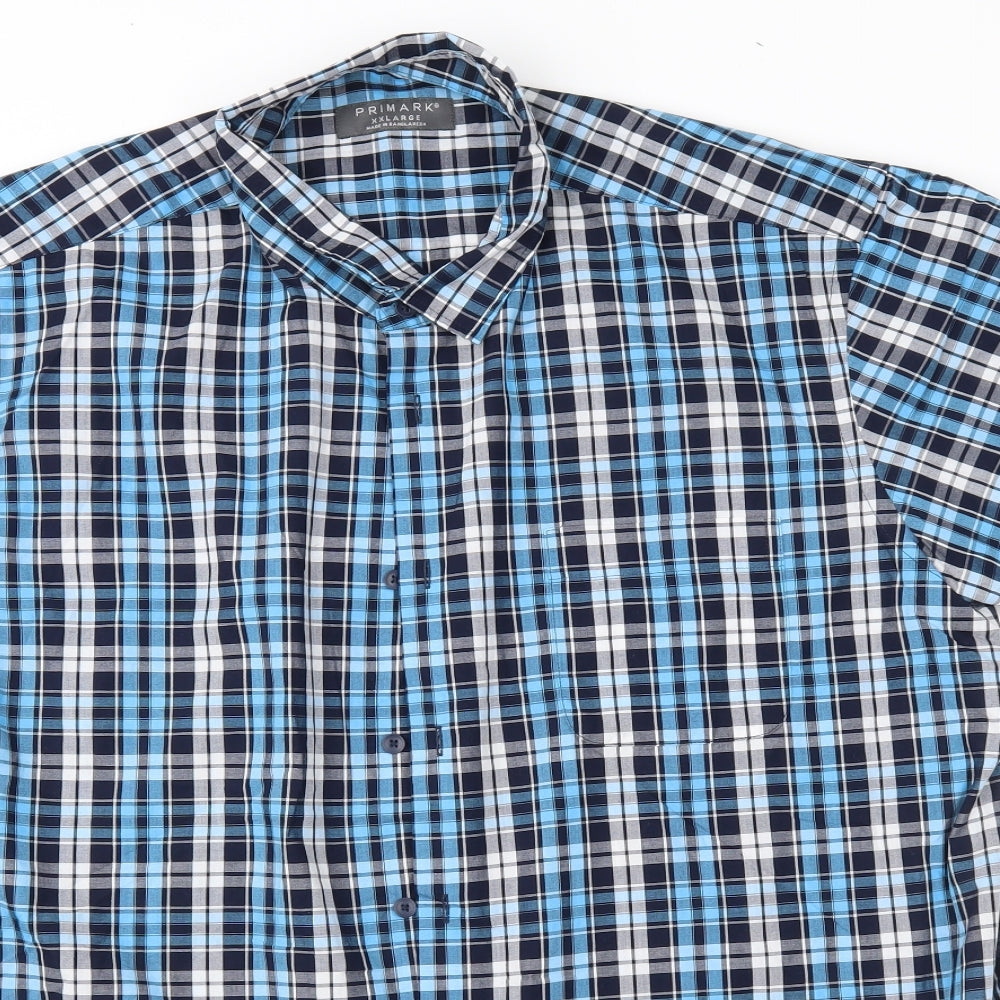 Primark Mens Blue Check   Button-Up Size 2XL