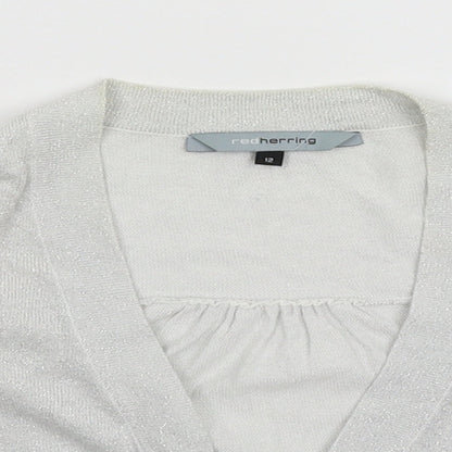 Red Herring Womens Silver  Knit Cardigan Jumper Size 12