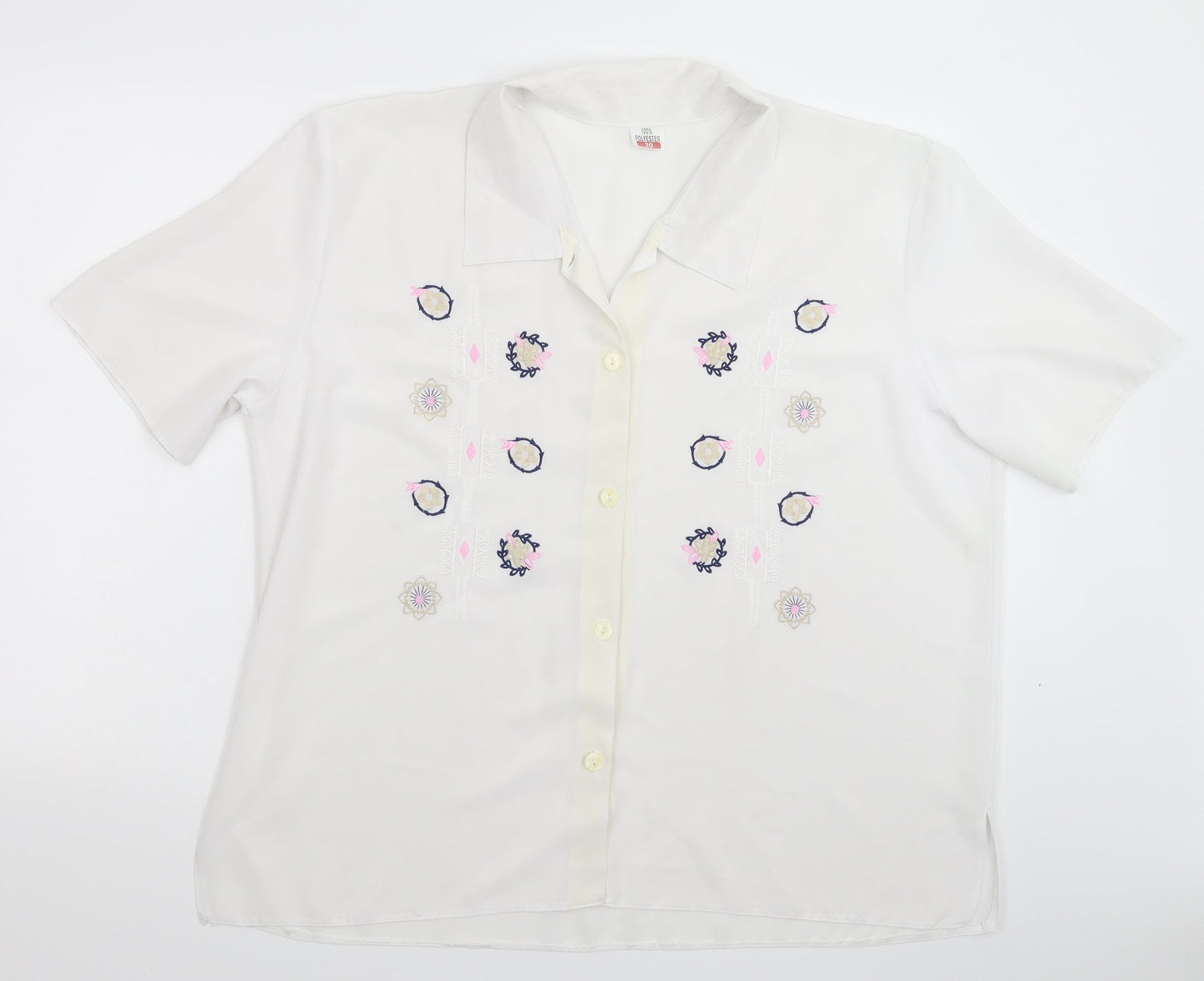 Womens UK Size 20 Preworn White Basic Button-Up