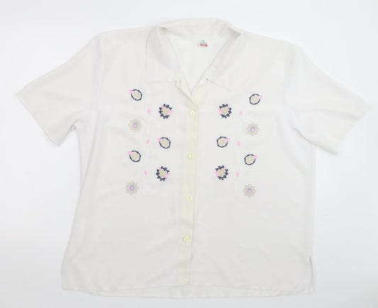 Womens UK Size 20 Preworn White Basic Button-Up