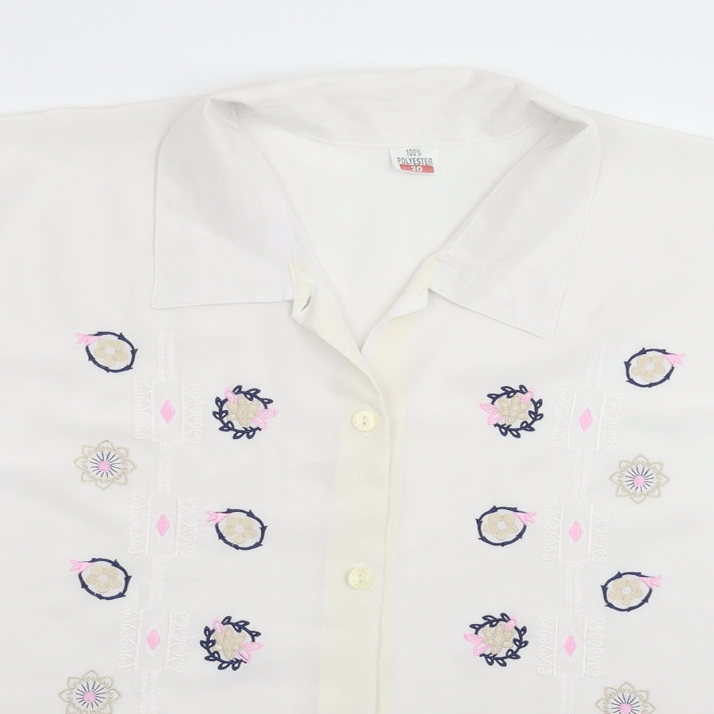 Womens UK Size 20 Preworn White Basic Button-Up