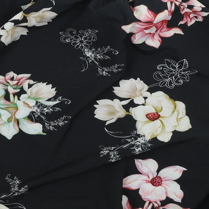 Preworn Womens Black Floral  Basic Blouse Size 6  - Oversized