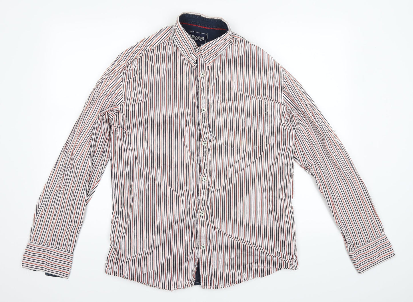 Mens UK Size L Bare Leisure Red  Button-Up Long Sleeve Casual Shirt