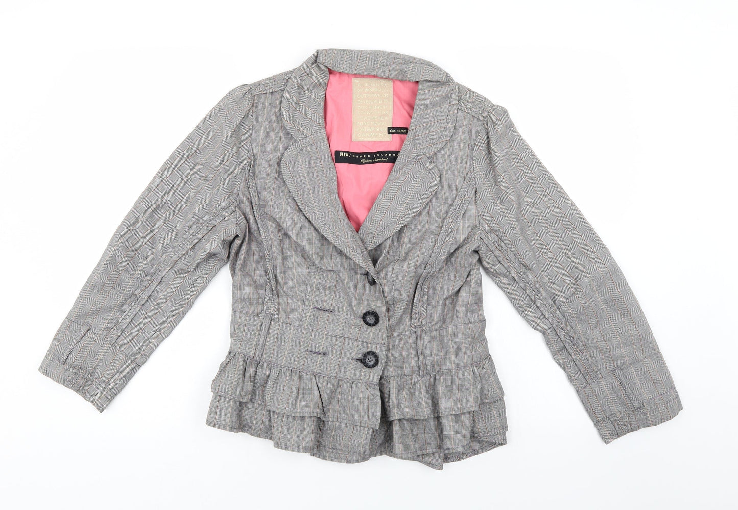 River Island Womens Grey Check  Jacket Suit Jacket Size 14