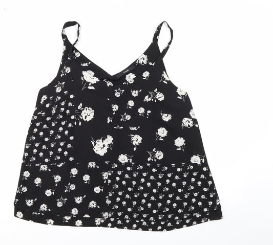 George Womens Black Floral  Basic Tank