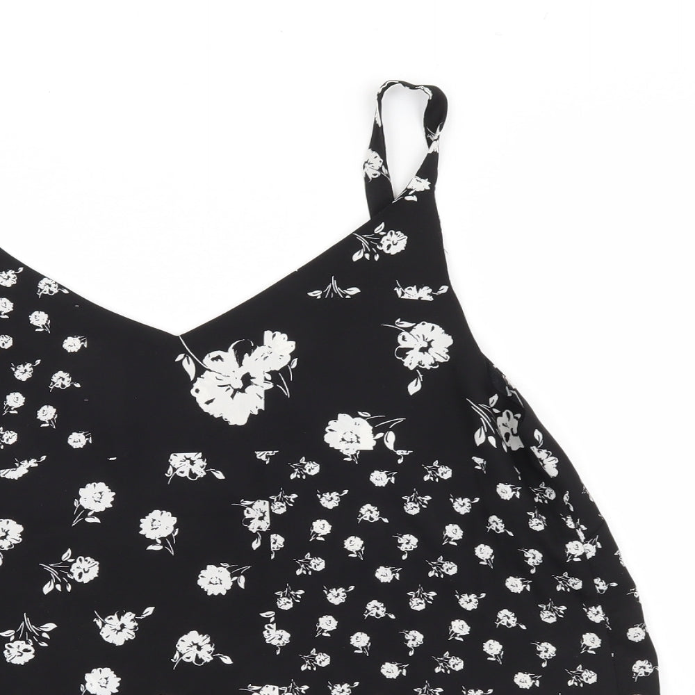 George Womens Black Floral  Basic Tank