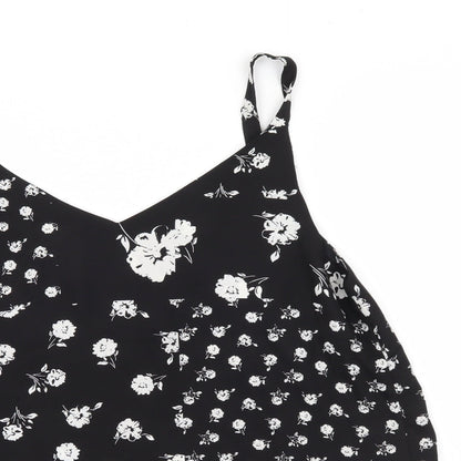George Womens Black Floral  Basic Tank