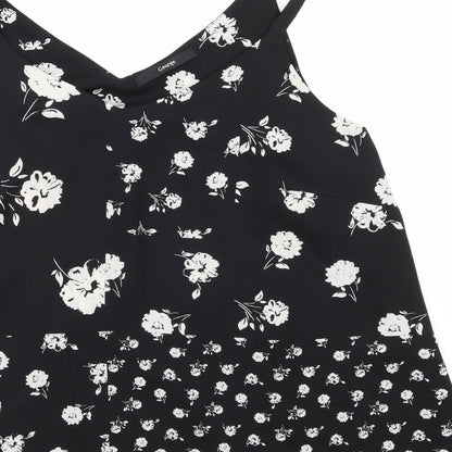 George Womens Black Floral  Basic Tank