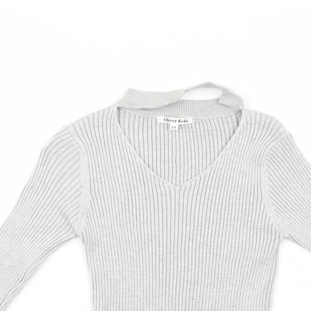 Cherry Koko Womens Grey   Pullover Jumper Size S